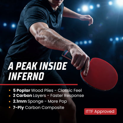 Inferno Pro-Grade Table Tennis Paddle with Case